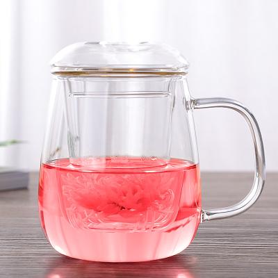 China Teapot Tea Maker Glass Viable Clear Filter Tea Cup With Removable Infuser And Lid Thickened Tea Glass Cup for sale