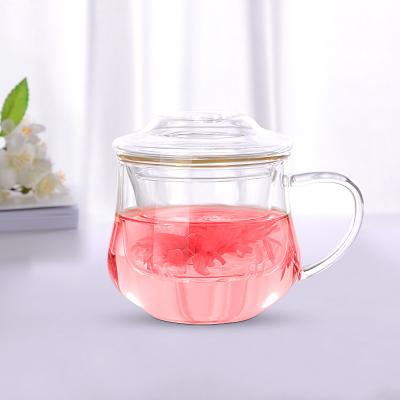 China Great Viable For Family Daily Glass Mugs With Tea Infuser Basket And Lid, Simple Filtration Tea Cups for sale