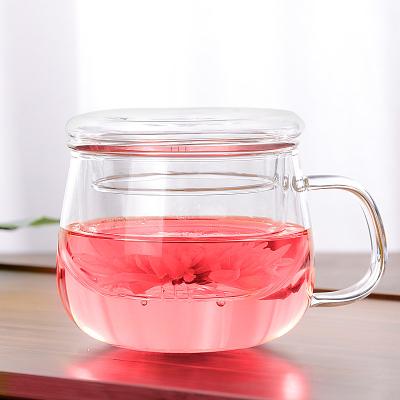 China Sustainable Borosilicate Glass Tea Infuser Mug For Office And Home Uses Loose Leaf Tea Steeping Cup, Glass Teapots, Clear Tea Cup For Gift for sale