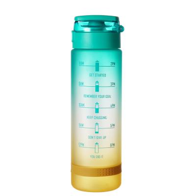 China Motivational Amazon Success Product 1000ml 32oz BPA Free Tritan Juice Viable Plastic Water Bottles With Time Marker for sale