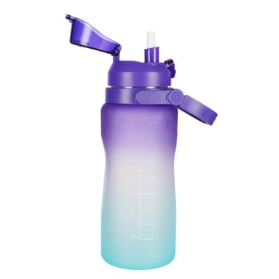 China Viable Gradient 64oz Tritan Water Bottles BPA Free Plastic Sports Motivational Water Bottle With Time Manufacturer for sale