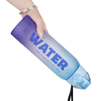 China Viable Motivational 32oz Water Bottle With Marker And Tumbler Leakproof Weather Big Wide Mouth Plastic Water Bottle for sale