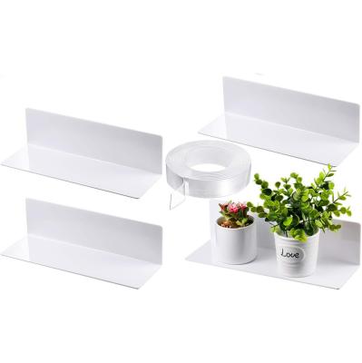 China Eco-friendly Acrylic Partition Wall Mount Display Stand Hanging Decorative Rack Bathroom Shelf For Home Decoration for sale