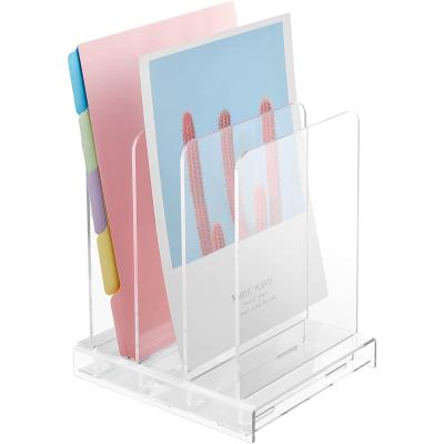 China Viable Suitable For Vertical Storage Desk Rack Acrylic Office File Organizer Sorter Magazine Folder Rack for sale