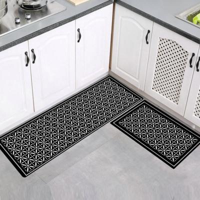 China Modern Printed Waterproof Non Slip Indoo Rkitchen Standing Rugs PVC Floor Kitchen Mats Set for sale