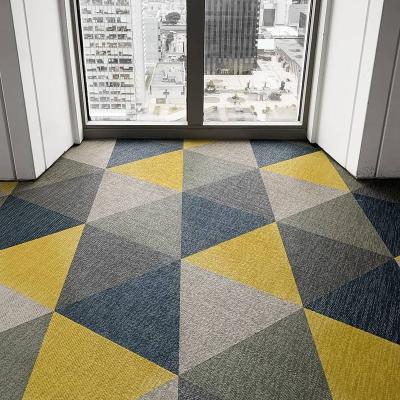 China Anji Yike Triangle Waterproof Wear Resistant Anti-Slip Removable Tile Woven Vinyl Carpet Tile for sale