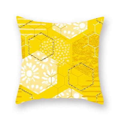 China Home Modern Yellow Geometric Design Polyester Pillow Cover For Living Room Decoration for sale