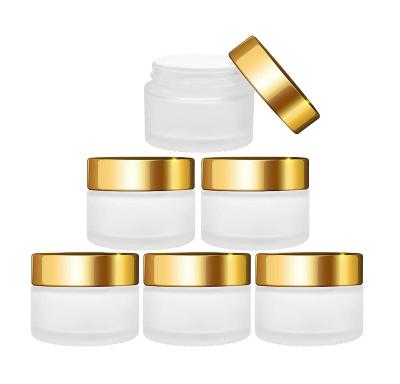 China Cosmetic Glass Cream 30ml(1oz) Frosted Clear Glass Jar, Empty Refillable Cosmetic Container Bottles for Eye Face Cream for sale