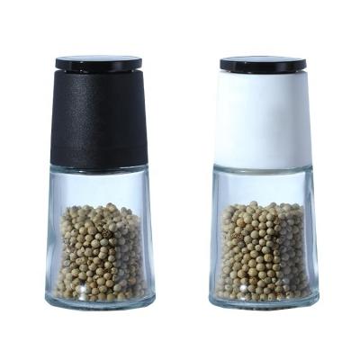 China Steamable Hand grip glass salt pepper grinder seasoning bottle salt and pepper mill grinder spice glass muller hand mill grinding bottle for sale