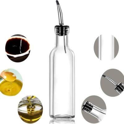 China Freshness Preservation 2PC 16 oz Italian glass oil and vinegar bottle olive oil dispenser with stainless steel nozzle for kitchen for sale