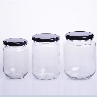 China Glass Diffuser Bottle Round glass jar with lid, transparent storage container, used for cosmetics, lotion, butter, Slim production and food s for sale