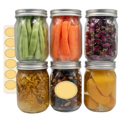 China Microwavable Wholesale 8 oz 16 oz Wide Mouth Kitchen Mason Jars Glass Storage Jars with Lid for sale