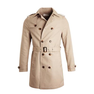 China Anti-wrinkle Men Spring Slim Overcoat Khaki Jacket Daily Wear Cross Trench Coat for sale