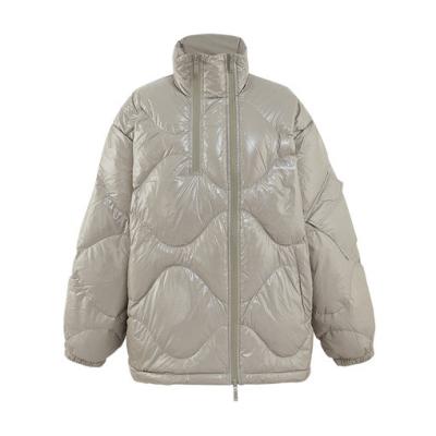 China White Duck Waterproof Single Gray Shiny Zippers Winter Double Down Stripper Jacket For Women for sale