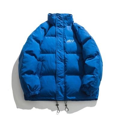 China klein waterproof blue couple winter goose oversized striper down jackets for men custom logo for sale