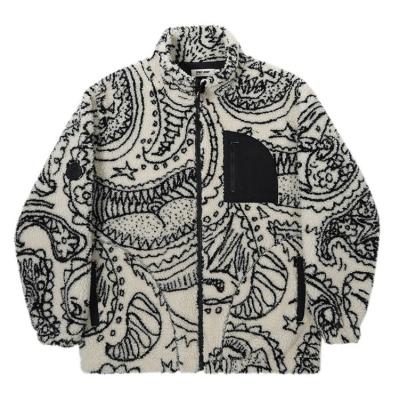 China Popular White Men's Breathable Soft Women's Patchwork Print Fleece Thick Casual Jacket Unisex for sale