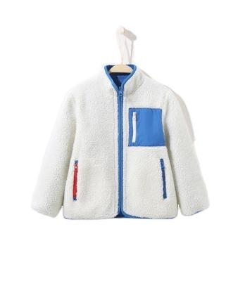 China Custom Logo Breathable Solid Kids White Sherpa Lined Reversible Fleece Jacket for sale