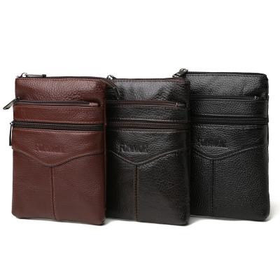 China Wholesale Custom Men Daily Used Business Leisure Cross - Body Phone Bags Small Genuine Leather Shoulder Messenger Bag for sale