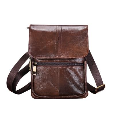 China Newspaper Used High Quality Vintage Genuine Leather Travel Shoulder Messenger Bag Men for sale