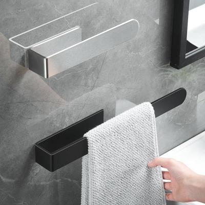 China Viable Sale OEM Stainless Steel Towel Bar Fashion Bathroom Accessories Towel Rack Shelf Rack Wall Mounted Black Customize Color for sale