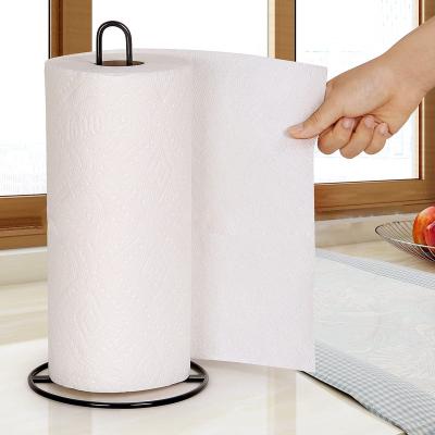 China Table Standing Toilet Paper Holder Metal Wire Towel Roll Holder Iron Countertop Kitchen Tissue Storage Sustainable Tissue Paper Holder for sale