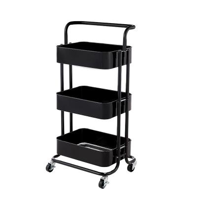 China 3 Tier Durable Metal Utility Cart Heavy Duty Multifunctional Rolling Cart For Office Bathroom Vegetable Garden With Lockable Casters for sale