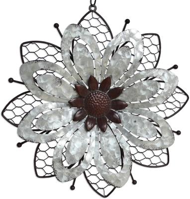 China Minimalist Galvanized Wall Metal Flower Wall Decor Indoor Or Outdoor Art for sale