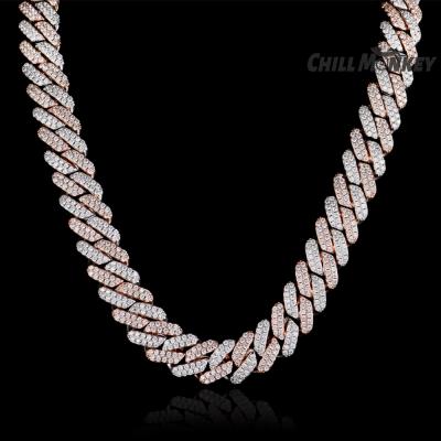 China Hiphop 12mm PVD Gold Plated Men's Zircon Necklace Miami Cuban Link Chain Chain Iced Out for sale