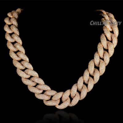 China Wholesale Mens Hiphop 18K Stainless Steel Cuban Link Necklace Iced Out Gold Cuban Chain Necklace for sale