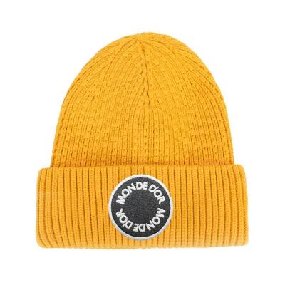 China 2021 new style JOINT acrylic pure color fashion custom embroidery cuff knit beanie winter warm hat for sale