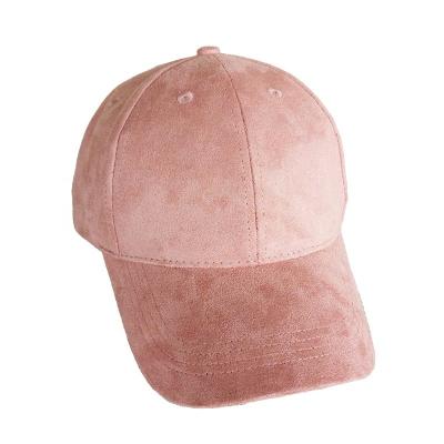 China COMMON Custom Your Own Design 6 Panel Pink Suede Curved Brim White Baseball Cap for sale