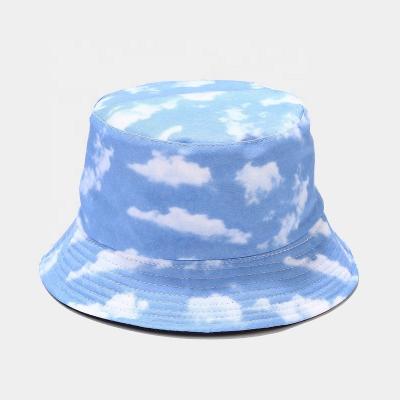 China New cool reversible hat character style sky hat and white outdoor leisure fisherman clouds bucket hat small for sale