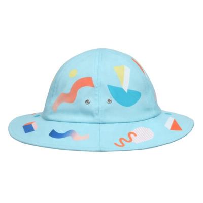 China Custom Fashion Cotton Children Sun Protection Bucket Hat Simple Character Printing Wholesale for sale