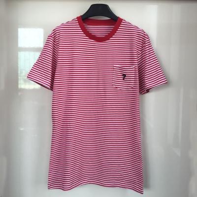 China Custom Red Womens Sports Long Line Stripes Anti Pilling Graphic T-Shirt for sale