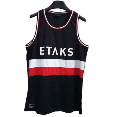 China Custom Printed Gym Sport Cotton Fabric Tank Tops Men Black Cotton Anti-pilling for sale