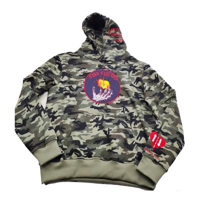 China Custom Men's Anti-Shrink Logo On Hood Sleeve And Front Camo Hoodie Printed For Embroidery for sale