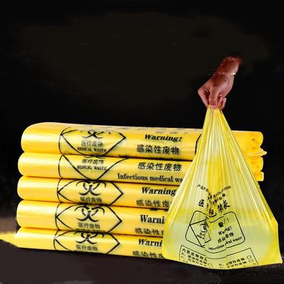 China Thick Benchtop   Biohazard Waste Bags Ldpe / HDPE Yellow Medical Waste Bags for sale