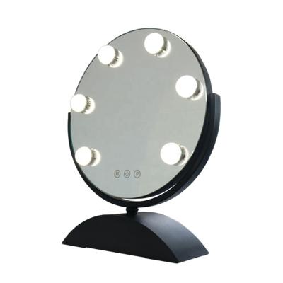 China Modern Round Shape Hollywood Style Makeup Mirror 300 Series 6 Large Bulb Mirror for sale