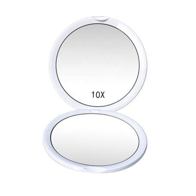 China Round Shaped Modern Small Portable Mirror (one side flat, one side 10X) for sale