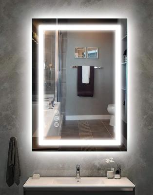 China Dimmer Touch Rectangle Shape LED Bathroom Mirror With Fogproof Backlit+ Front Lights Shatter-Proof Aluminum Frame for sale