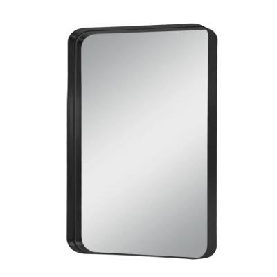 China Rectangle Shape 4MM Modern Silver Bathroom Wall Mirror With Iron Frame Black Painted MDF Back for sale