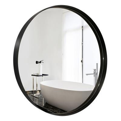 China Modern Round Silver Shape 4MM Wall Mirror With Iron Frame Painted MDF Back for sale