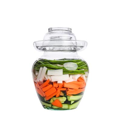 China Handmade Seal Household Kimchi Container Jars Wholesale Storage Glass Container Jar Multiple Sizes Large Capacity Kimchi Jars for sale