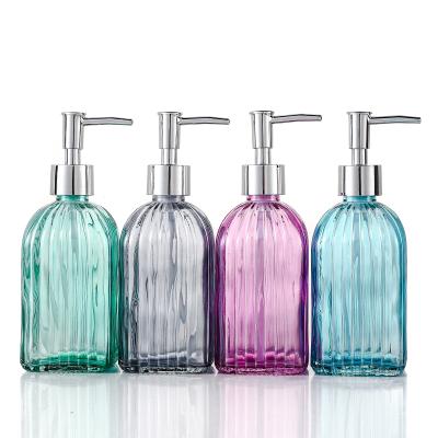 China Hot Sale 400ML Rifillable Empty Hand Soap Bottle Sponge Glass Hand Soap Bottle With Pump for sale