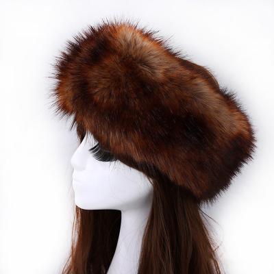 China COMMON Mongolian Style Luxury Women's Headwear Imitation Fox Fur Keep Warm Winter Hats for sale