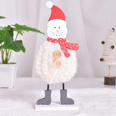 China Mordern Personalized Home Santa Decoration Baubles Wooden Wool Felt Top Hat Snowman Plush Christmas Ornaments for sale