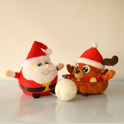 China Sing to USB Wholesale Led Plush Toy Adorable Santa Claus Reindeer Light Up Stuffed Christmas Music Electric Stuffed Animal Toy for sale