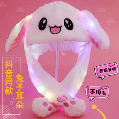 China Wholesale Women And Girls Funny Bunny Ear Moving Jumping Rabbit Hat Ear Flap Animal Hat With LED for sale