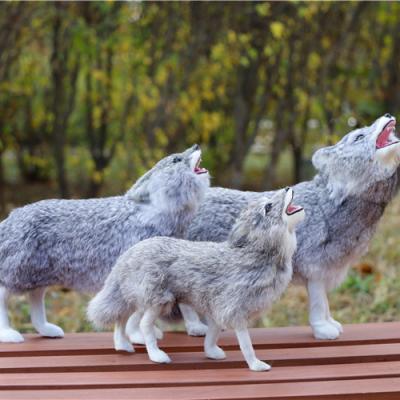 China Hot-selling high-realistic realistic plush simulation animal wolf furniture model decoration for sale