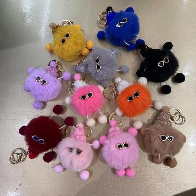 China Fashion New Fashion Hair Plush Ball Alloy Small Chain Bag Pendant for sale